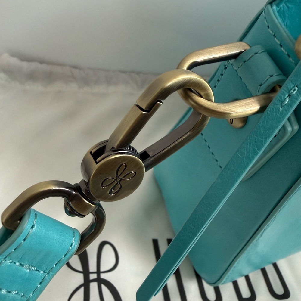 HOBO NWOT Heidi Mini Satchel Leather Handbag Tiffany Blue - Picture 6 of 12